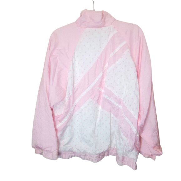 Vintage Lindsey Blake Sport Pink Polka Dot Windbreaker Track Jacket M 80s 90s Ny - Picture 8 of 14